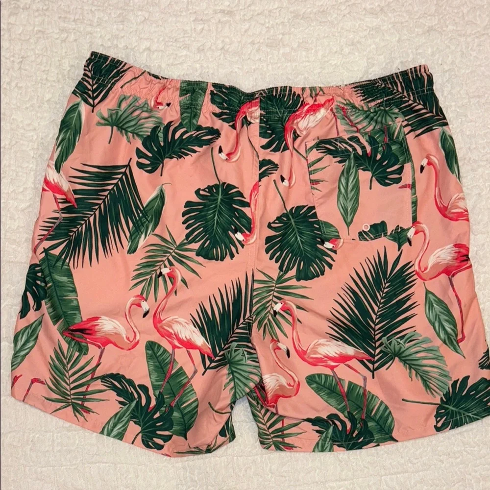 Flamingo Floral Shirt and Swim Trunks Set - Picture 7 of 8